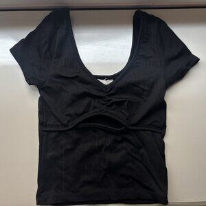 ribbed short-sleeve crop top